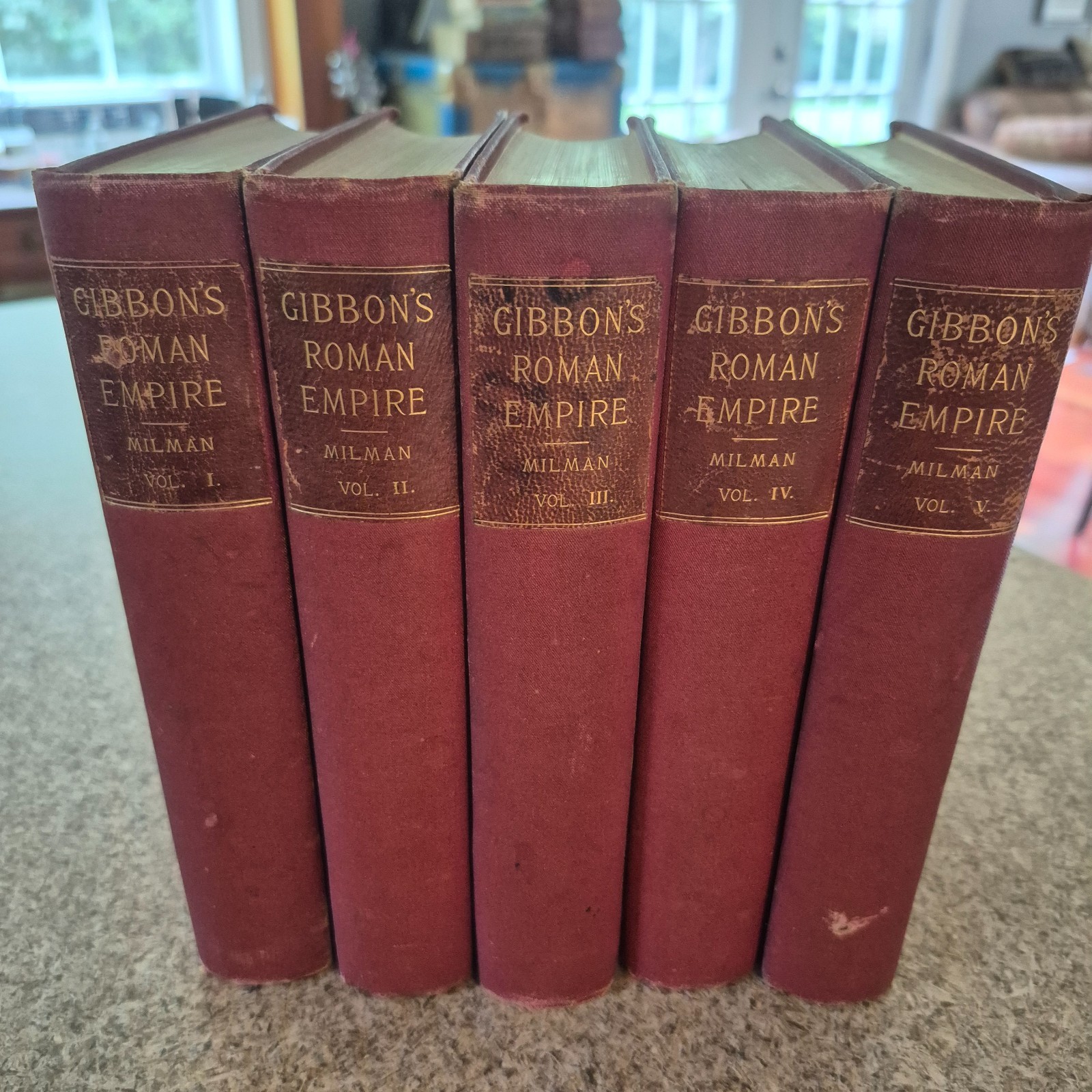 Edward Gibbon’s Decline and Fall of the Roman Empire COMPLETE 5 Vol. Set 19th C.