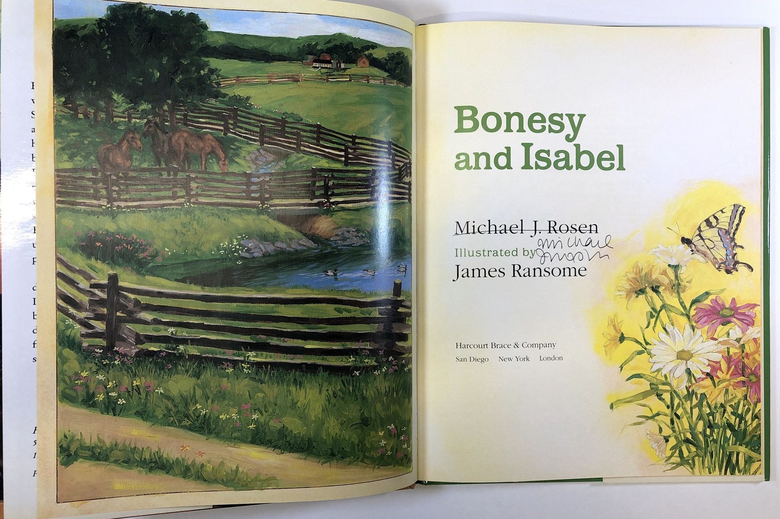 Michael J Rosen, James Ransome / Bonesy and Isabel Signed first edition 1995