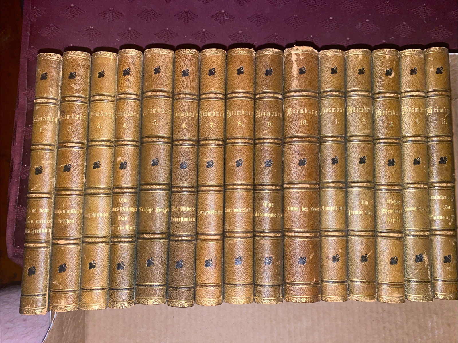 Antique German Book Lot W Heimburg Romane Novellen Leipzig Vol 1–10 + 1–5