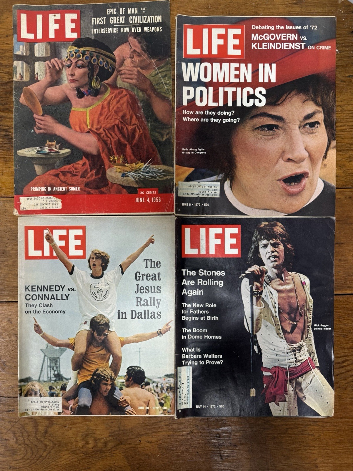 Life Magazine Four(4), June 4 1956, June 9 1972,June 30 1972 July 14 1972 Stones