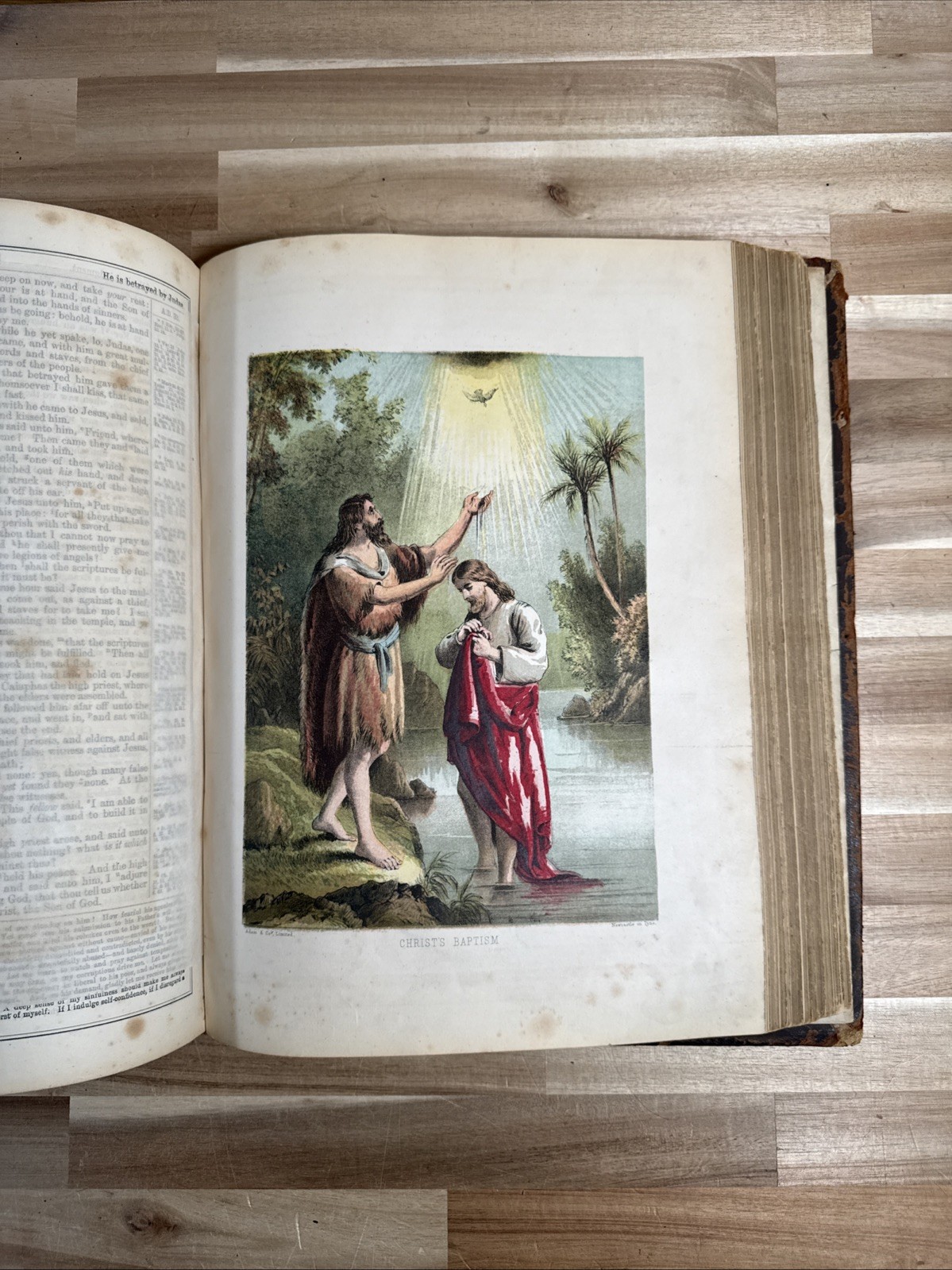 c1870 HOLY BIBLE john brown SELF INTERPRETING color illustrations GEORGE BENTLEY