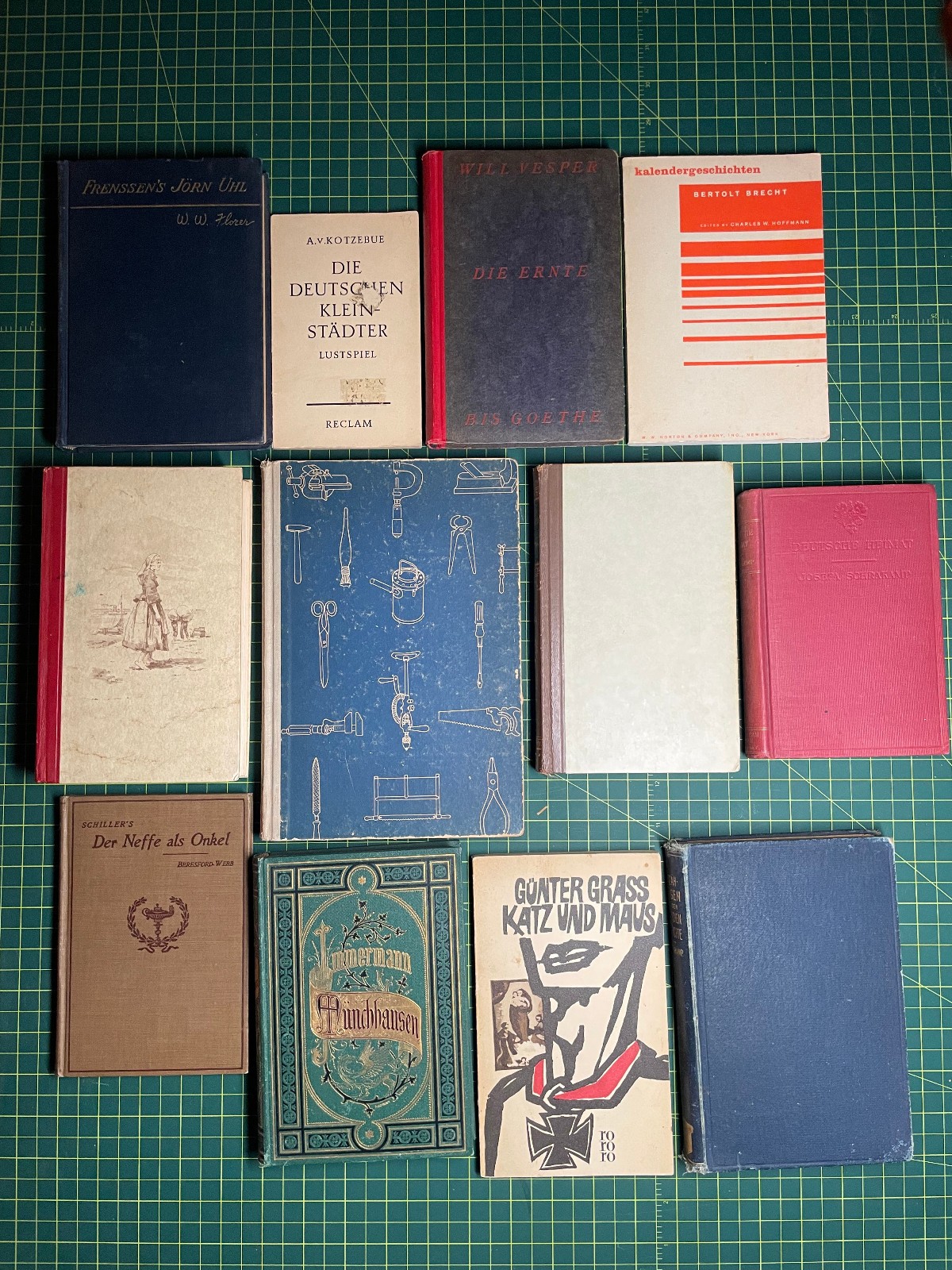 Antique & Vintage German Book Lot (12 Vols) – 1882-1960s – Brecht, Grass, DIY