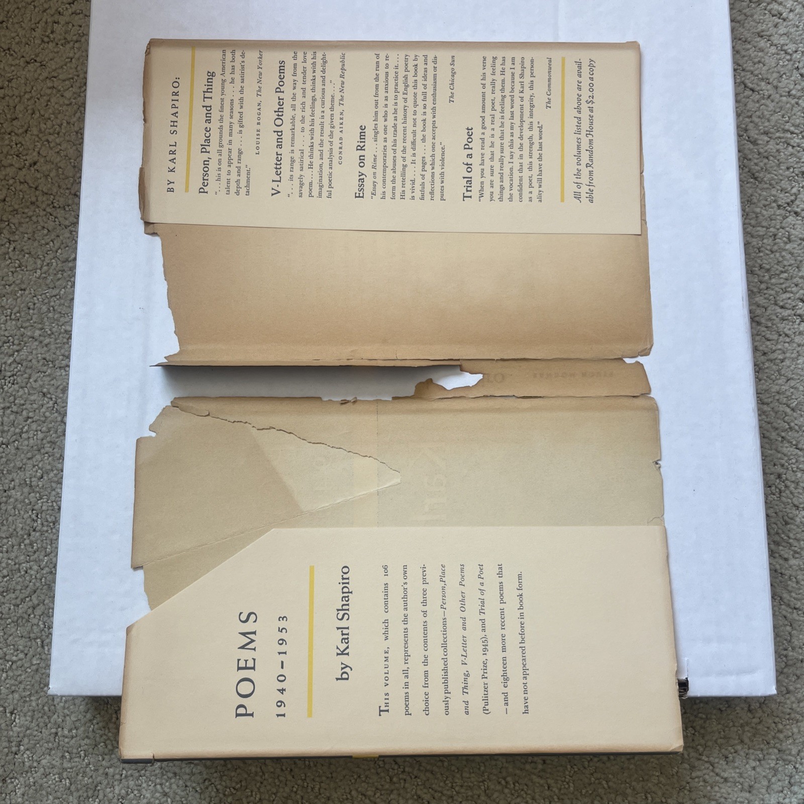 Karl Shapiro – Poems 1940-1953 – Hardcover First Edition
