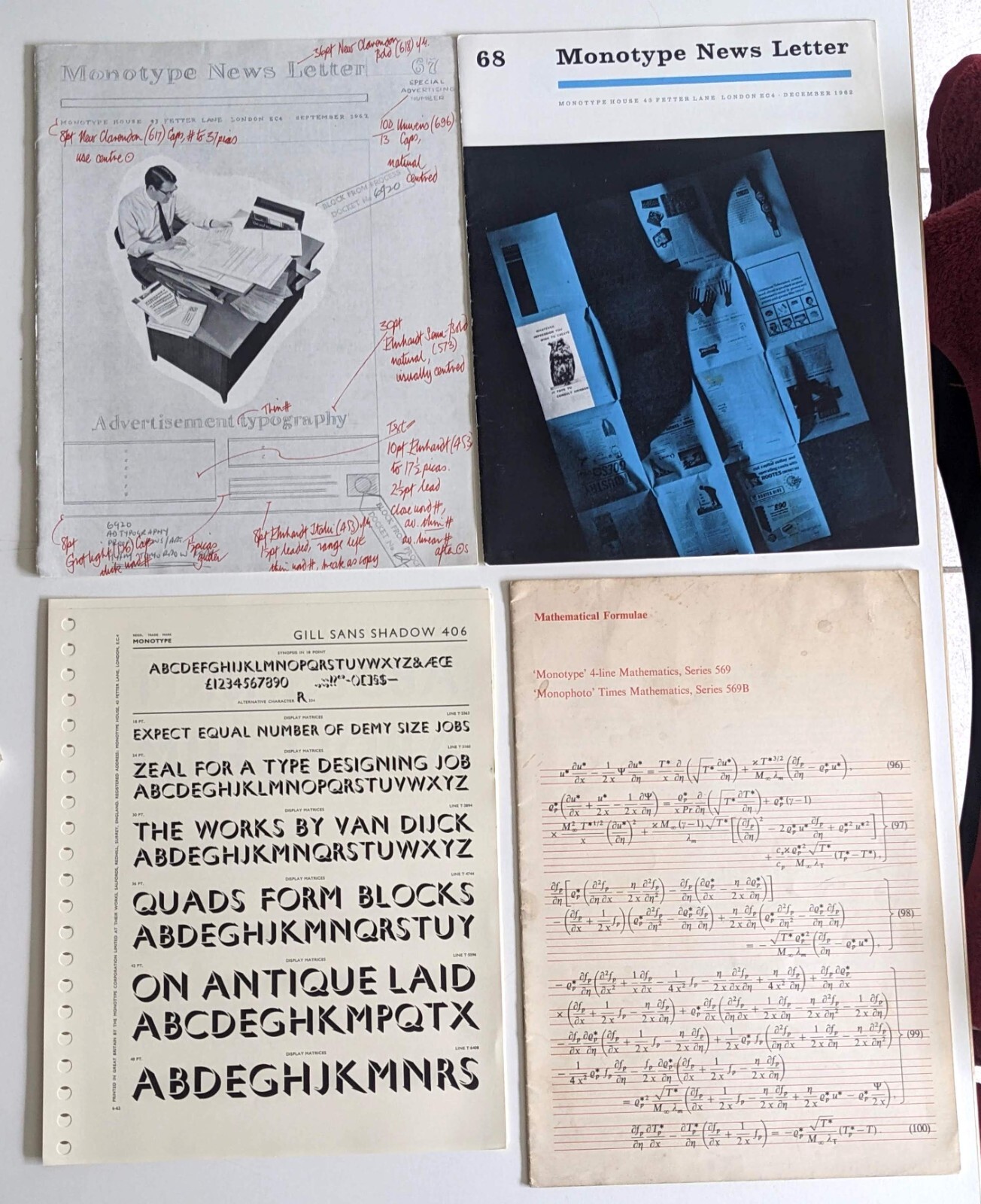 Monotype Newsletter 67 & 68-Mthematical Formulae series 569-Gill Sans Shadow-1st