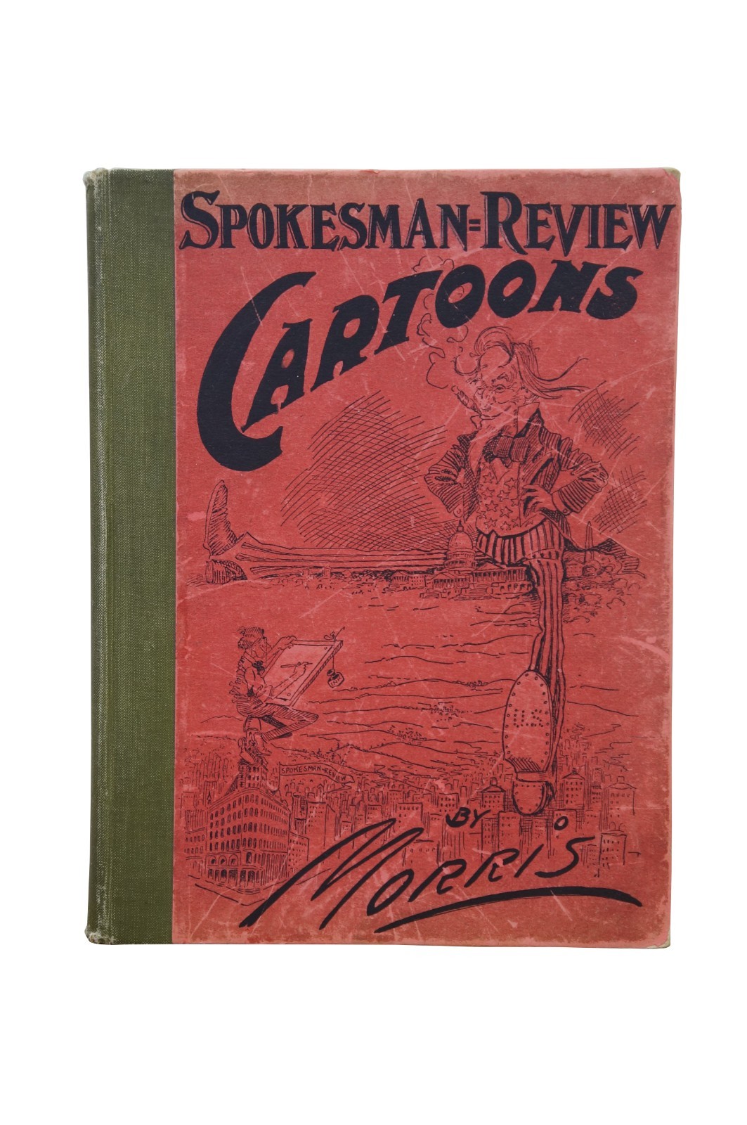 1908 William C. Morris Spokesman Review Cartoons Political Satire Book 12″