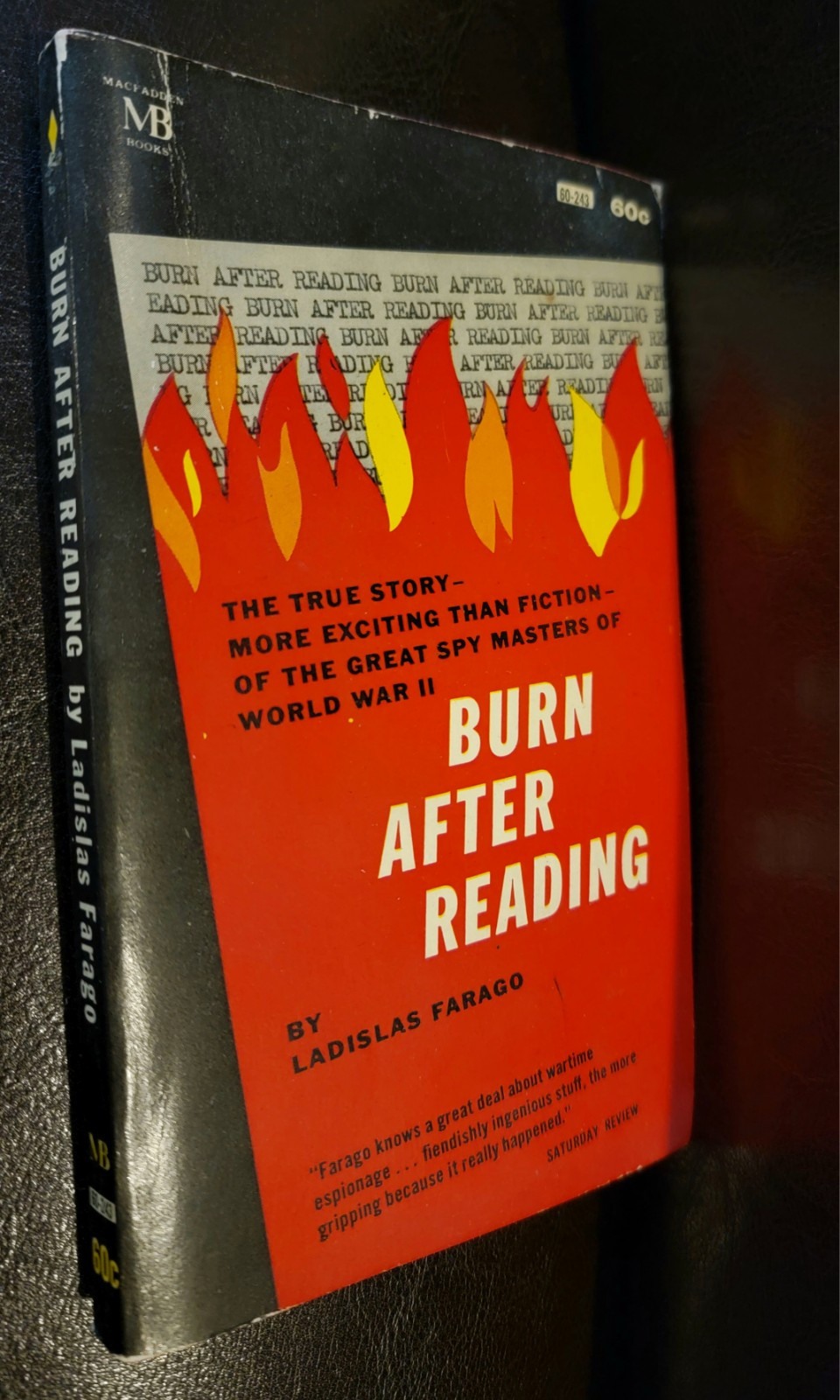 Burn After Reading Ladislas Farago MacFadden Books 60-243 Espionage in WWII