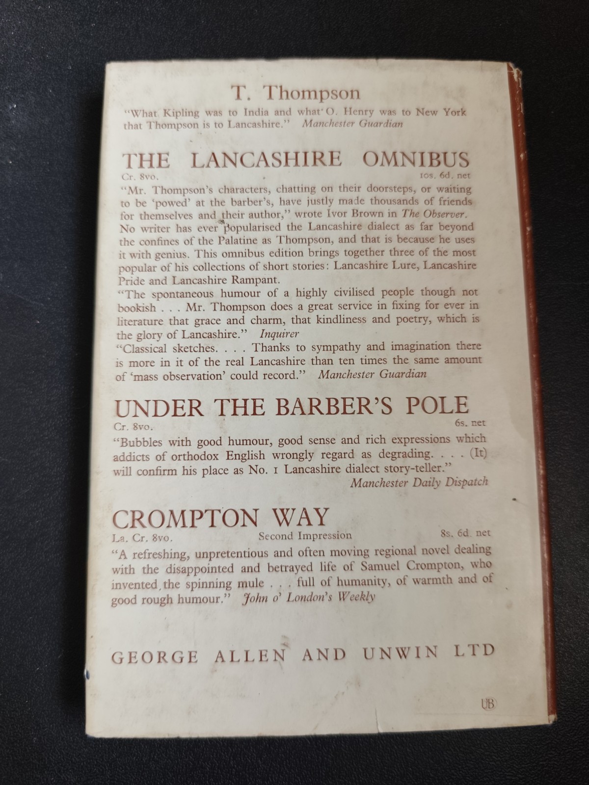 Lancashire Laughter – T. Thompson – 1951 – George Allen and Unwin Ltd.