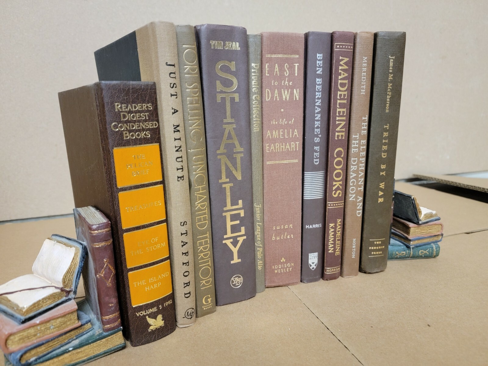 Lot of 10 Hardcover BROWN Shades Mix Books for Staging Prop Decor Modern Design