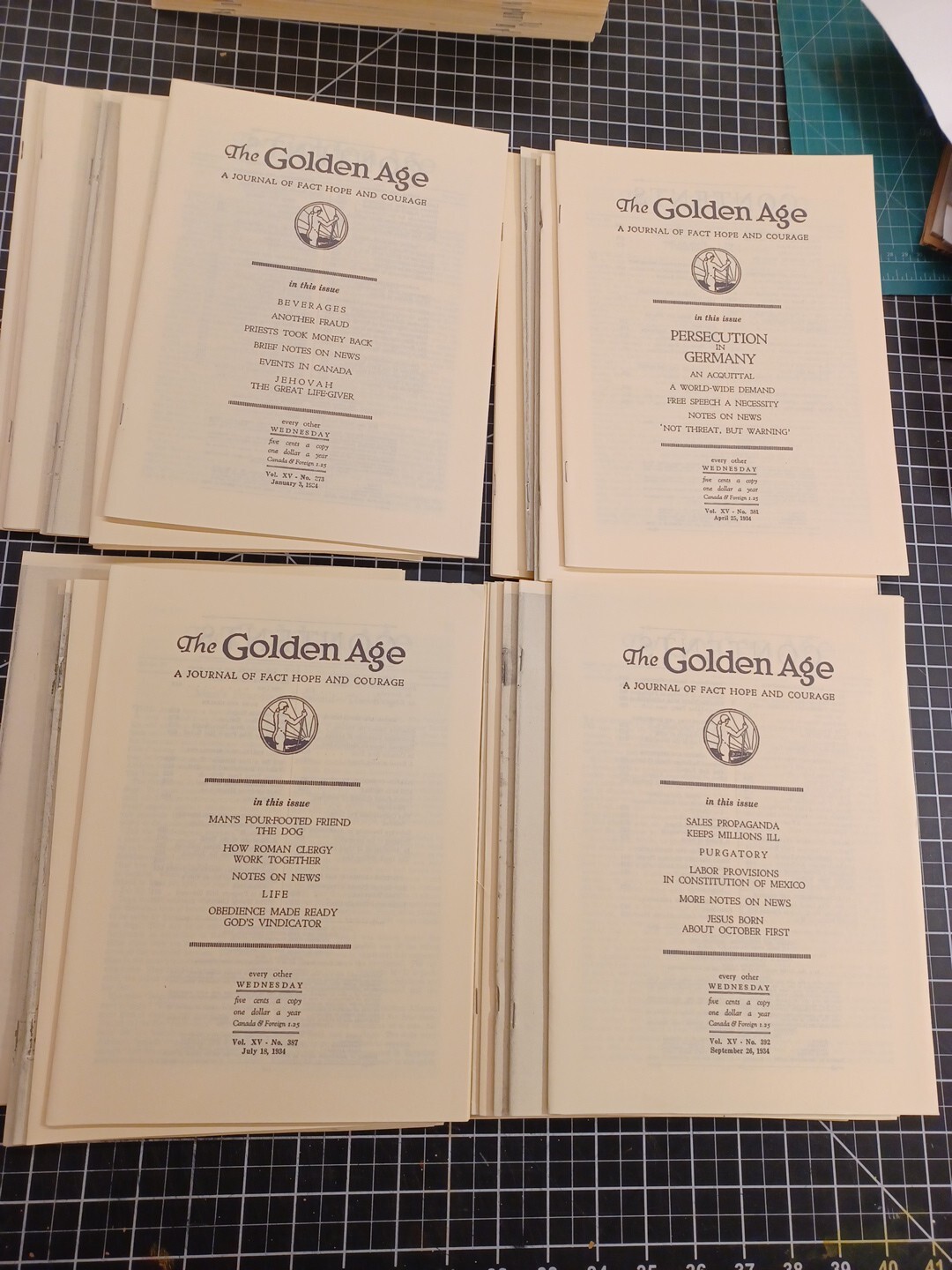 Full Set 26 Issues of 1934 GOLDEN AGE NICE! Repro Stapled Magazines Watchtower