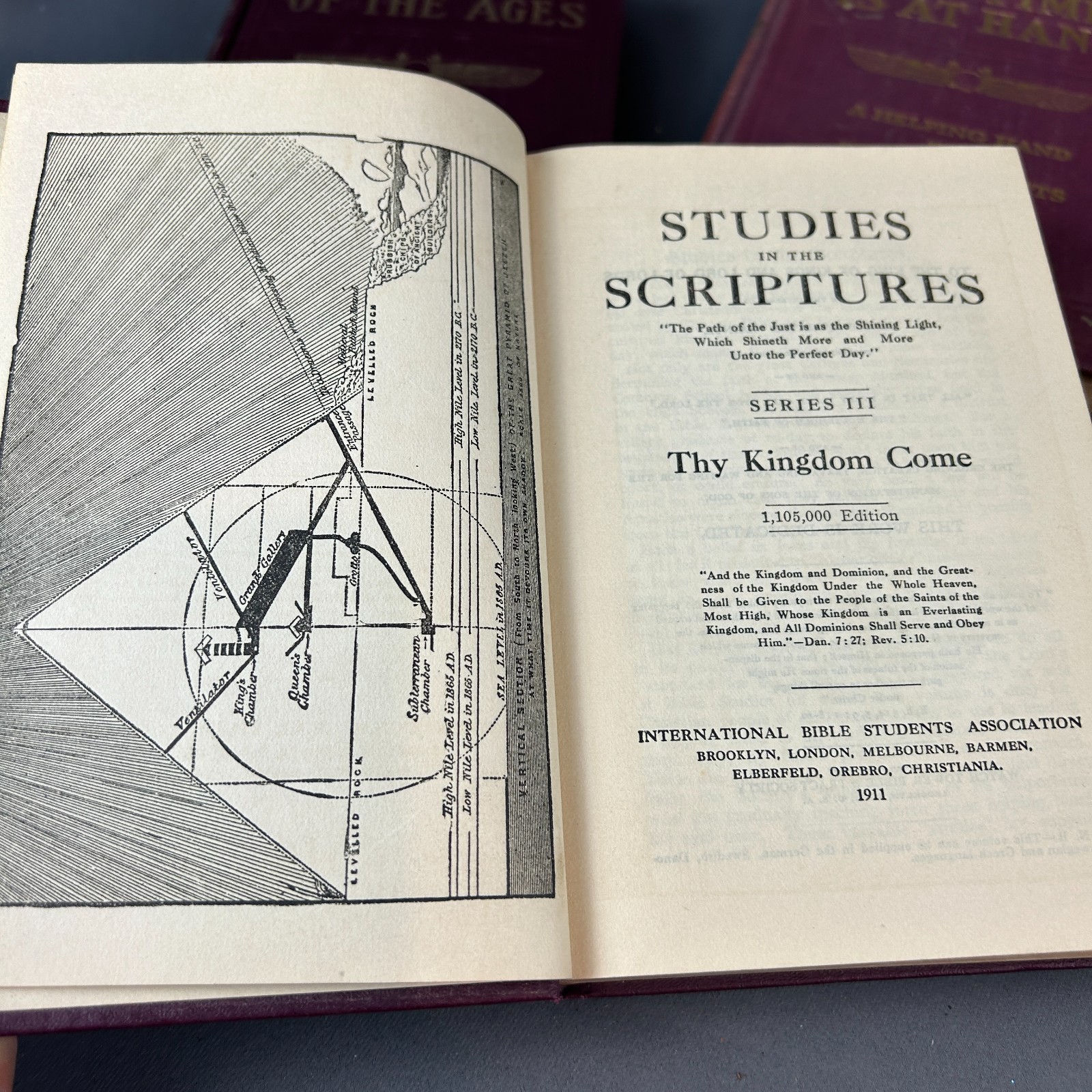 1916 Studies In The Scriptures Russell Watchtower Wing Globe Lot Set 1 thru 3