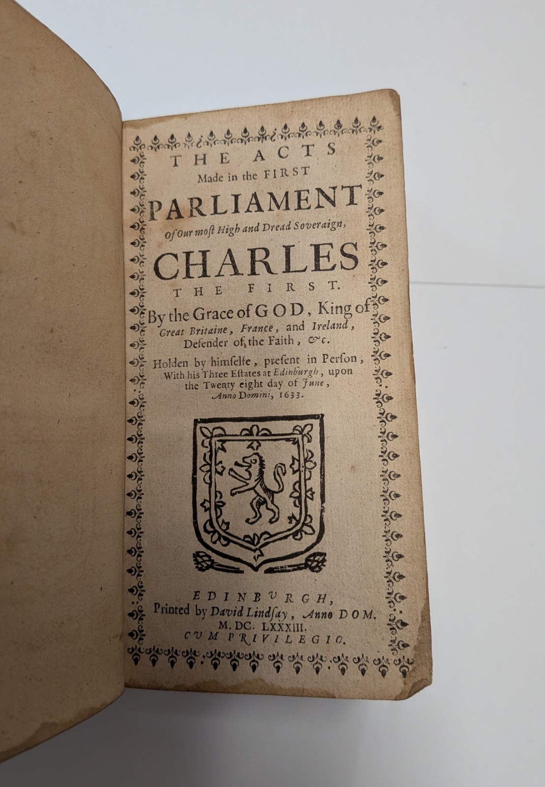 Acts of Parliament under Charles the First & Second + Index 1683/1685 Edinburgh