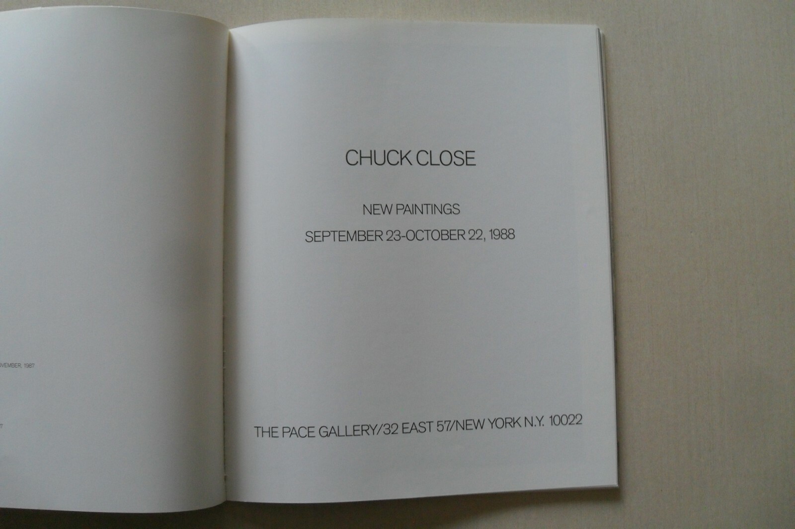 Chuck Close Exhibit Catalog – New Paintings – The Pace Gallery, NY,1988
