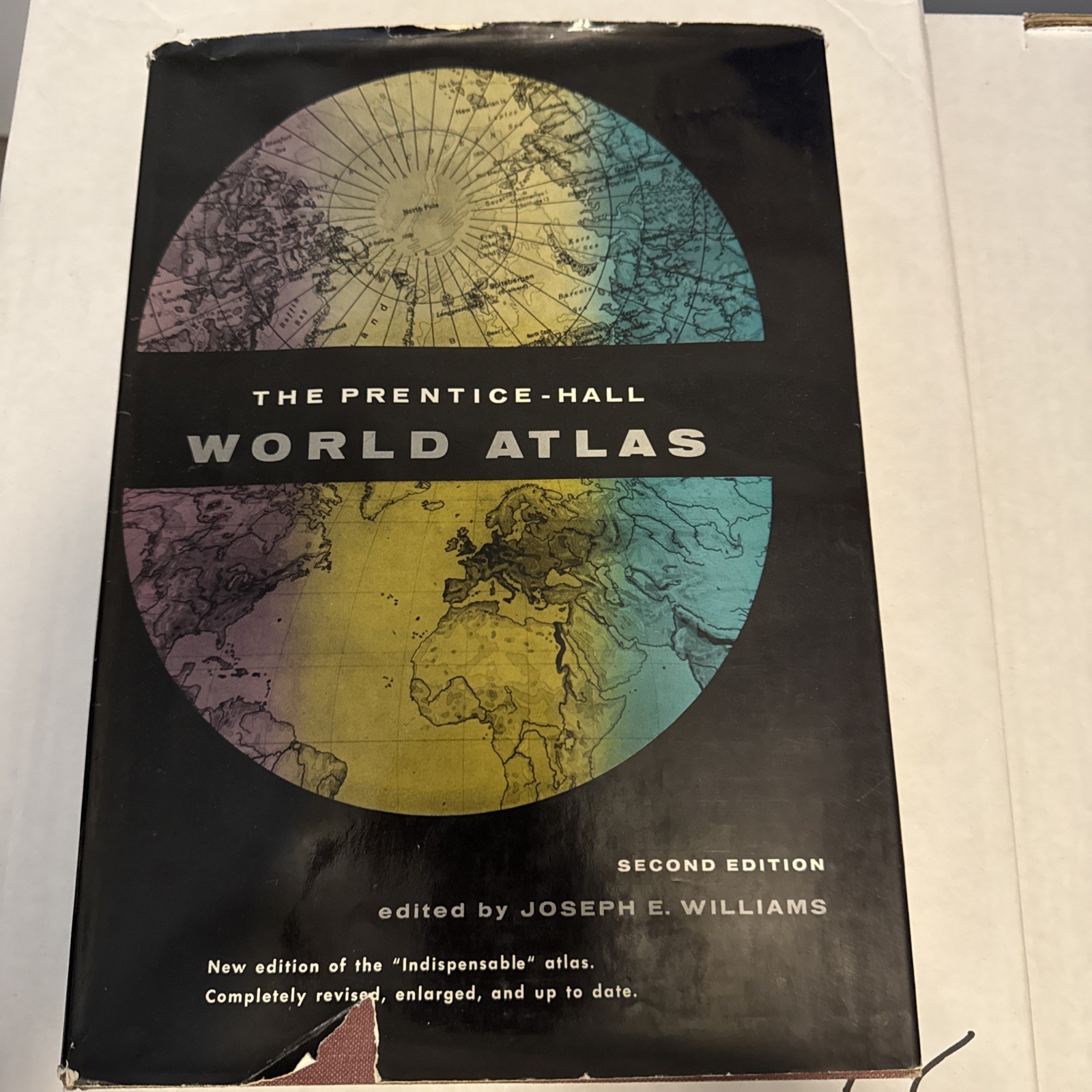 1963 WORLD ATLAS, Hardback – 2nd Edition with COLOR MAPS ~ Prentice Hall VG