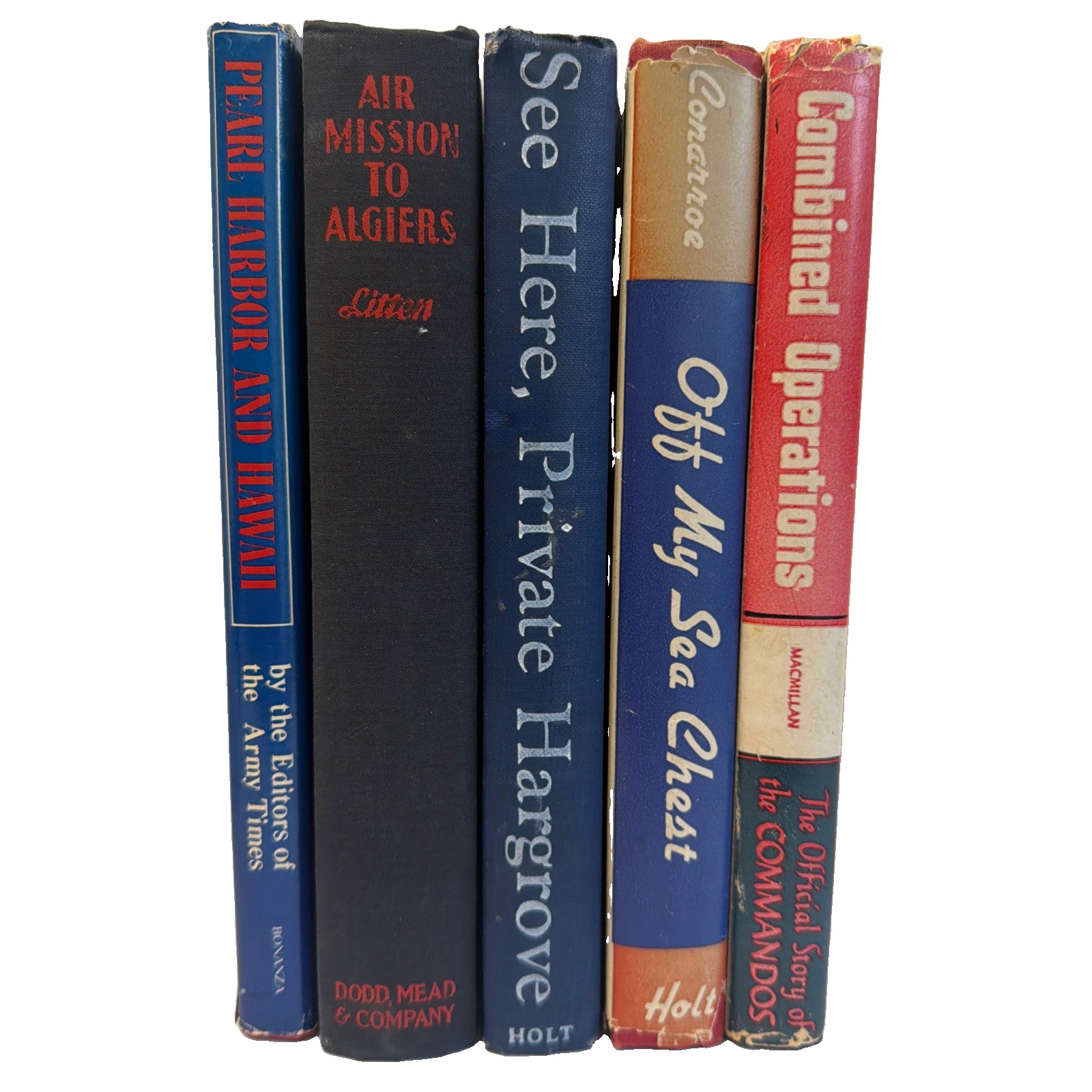 Vintage Military Book Lot Of 5 Blue Red HC DJ