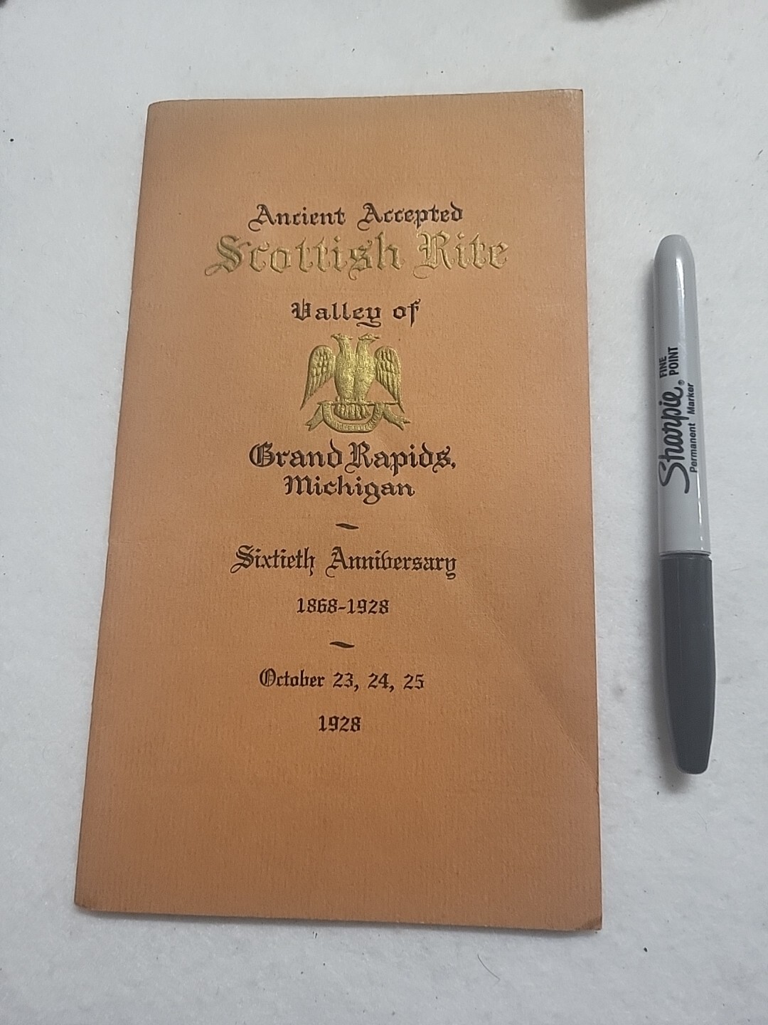 VTG Scottish RITE 1868 1928 MASONIC GRAND RAPIDS MI 60TH TEMPLE FALL SC