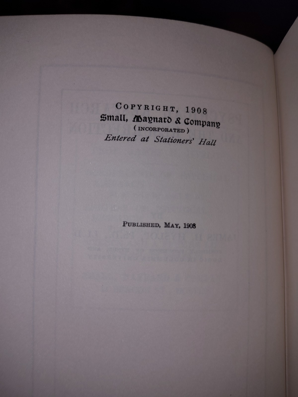Psychical Research And The Resurrection By James H. Hyslop ~ 1st Ed. 1908 HC