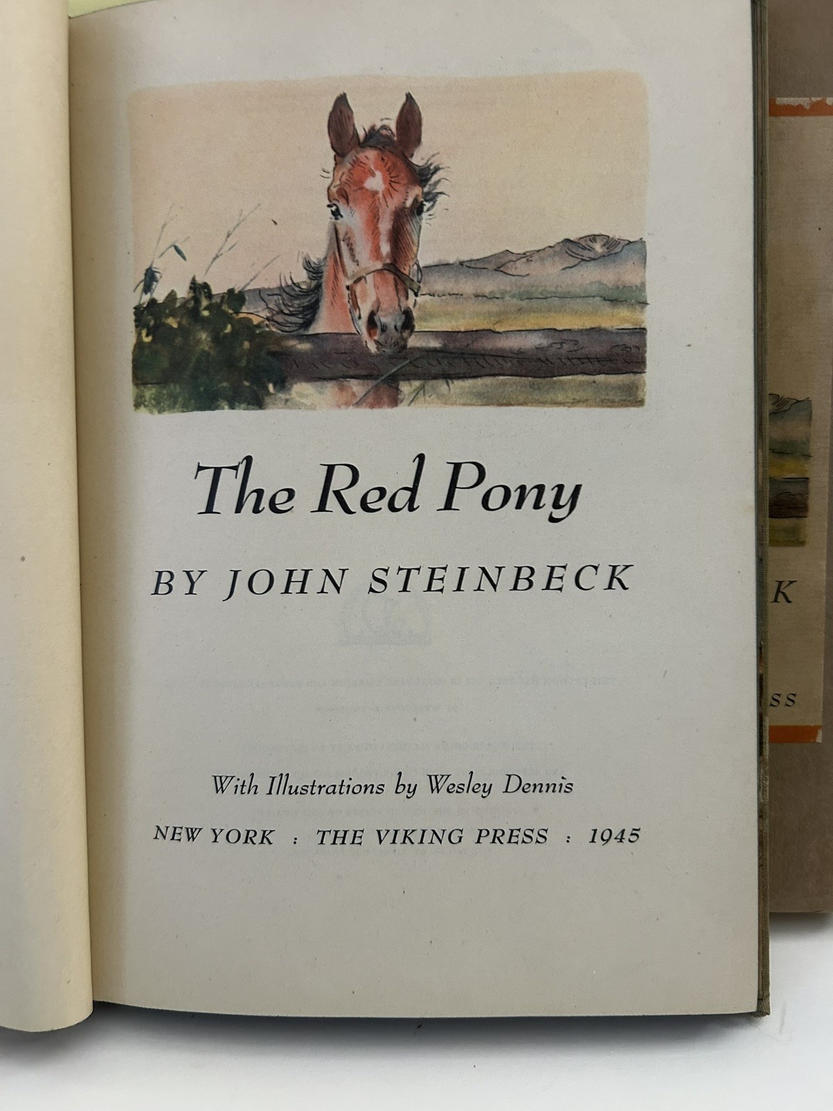 Vintage 1945 The Red Pony First Illustrated Edition & First Printing w/Slipcase