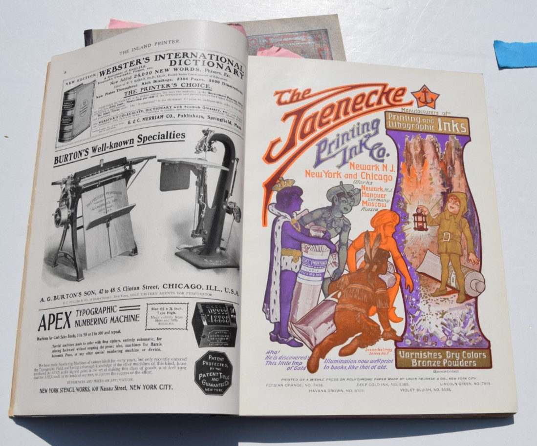 2 issues of The Inland Printer, Easter April 1902 & June 1902 with Jaenecke ads